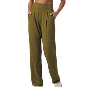 Women Lightweight Knit Pants With Wide Waistband