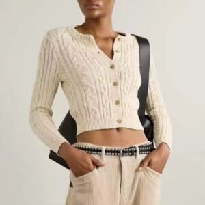 Casual Button-Up Cable Knit Cardigan