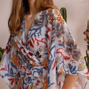 Women's Vintage Floral Print Woven Chiffon Summer Dress