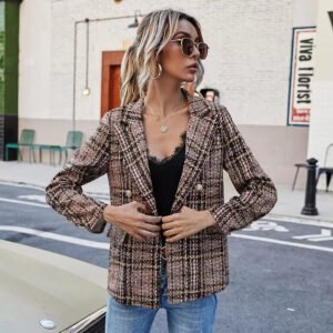 Women's Fashion Small Coat Long Sleeved Double Breasted
