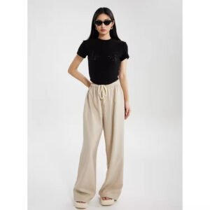 Long Relaxed Fit Yoga Elastic Waistband Pants