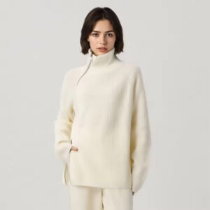 Women's 100% Wool Slouchy Turtleneck Knitted Tops Sweater